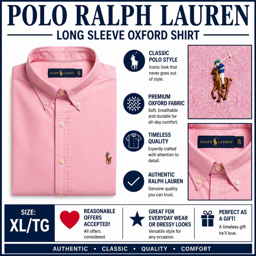 Polo Ralph Lauren Pink Long Sleeve Button Down Shirt XL / TG